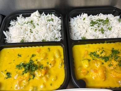 Meals Curried Prawns and Rice